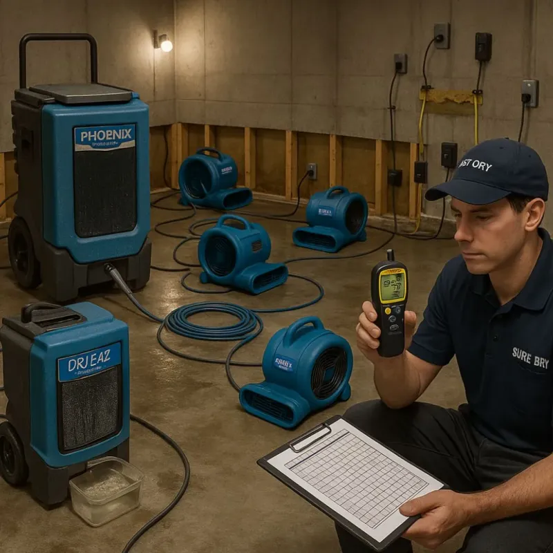 Structural Drying and Dehumidification process in Redwood, TX